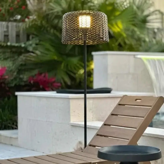 SOLAR RATTAN FLOOR LAMP